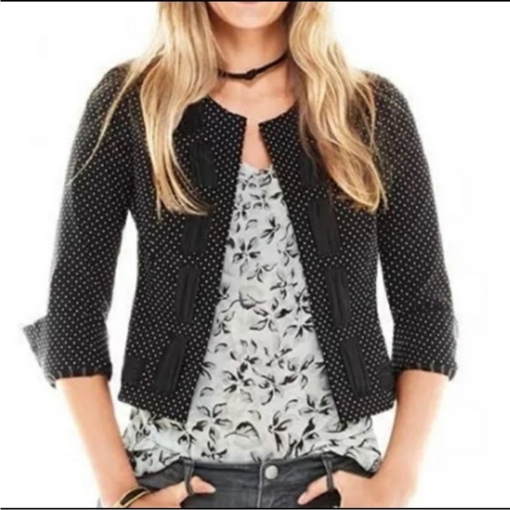 CABI #5156 Black Polka Dot Ribbon Cropped Blazer Size 4
